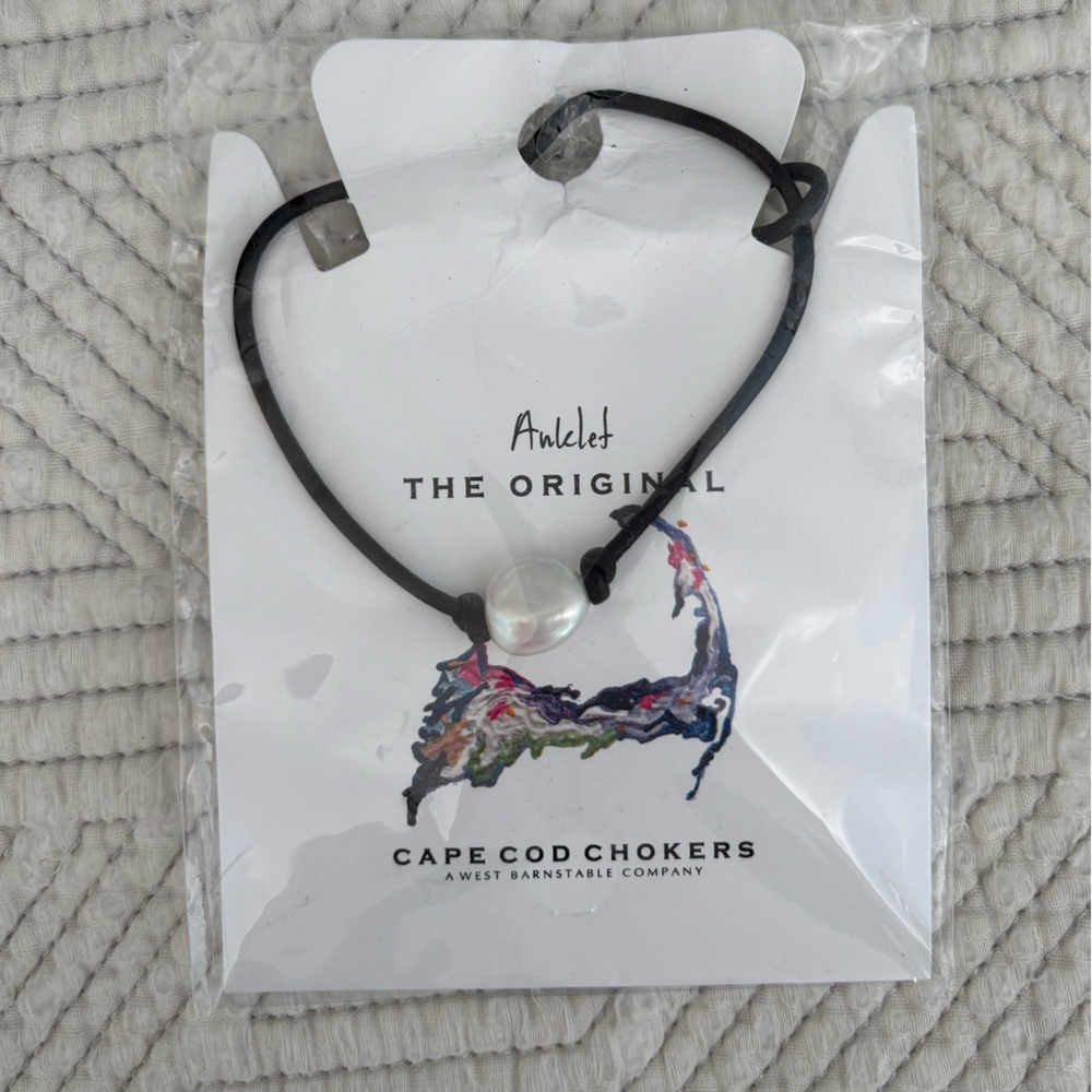 Cape Code Chokers Bitty Classic Pearl Leather Anklet
